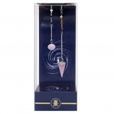 Маятник Чакральный из Розового Кварца / Premium Chakra and Rose Quartz Pendulum (минералы на серебристой цепочке, с мешочком)